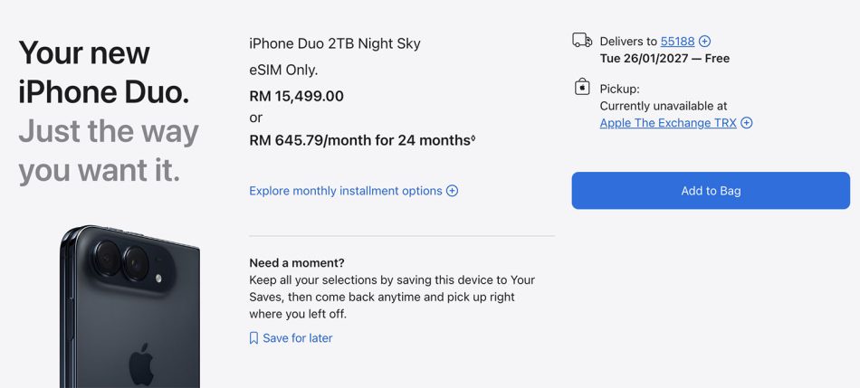 Image from: Tempoh Menanti Untuk Apple iPhone Duo Kini Sehingga Penghujung Januari 2027