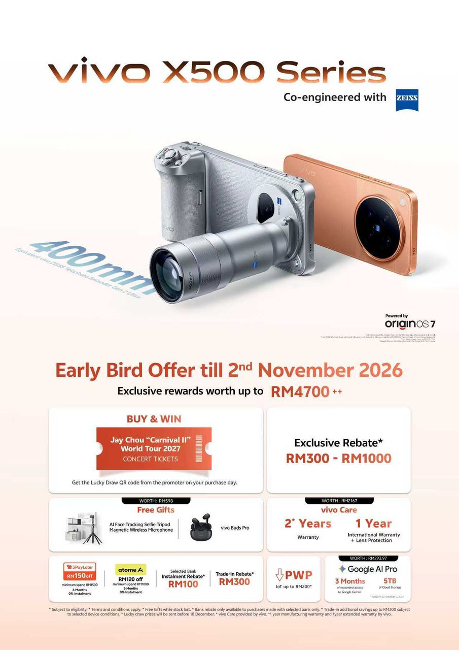 Image from: Pelancaran Siri Vivo X500 Di Malaysia Dijadualkan Pada 27 Oktober 2026