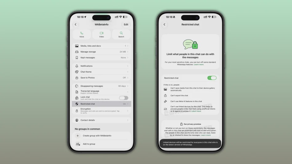 Image from: WhatsApp Menguji Ciri ‘Restricted Chat’ Untuk Kawalan Perbualan Lebih Menyeluruh