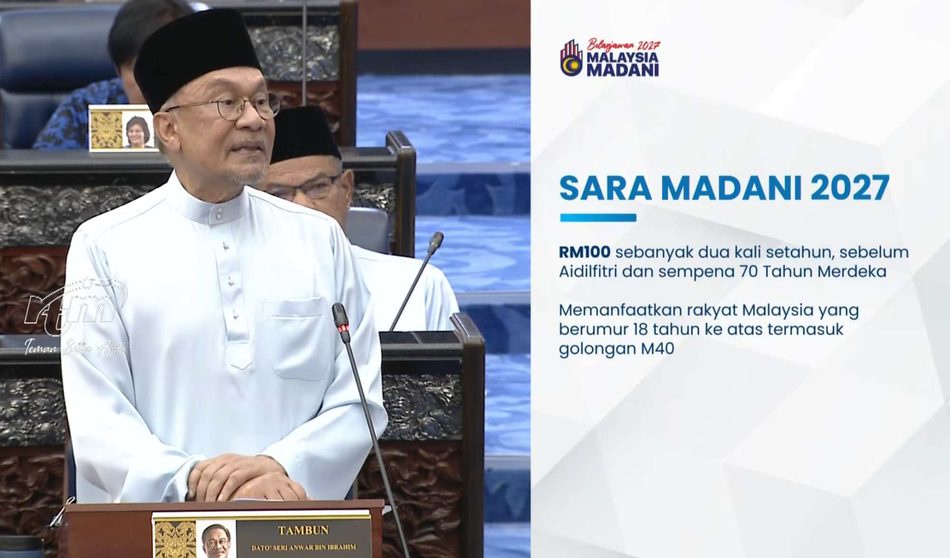 Image from: Belanjawan 2027 – Kerajaan Akan Beri RM100 Dua Kali Pada 2027 Melalui SARA MADANI 2027