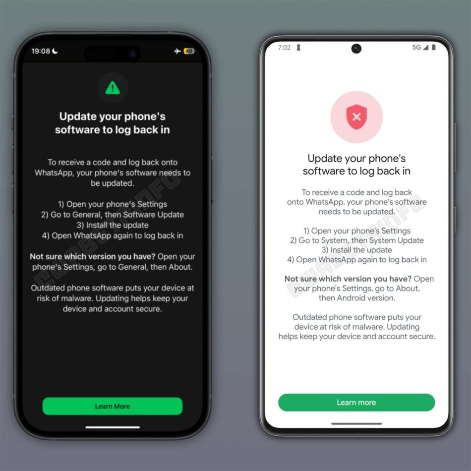 Image from: WhatsApp Akan Halang Log Masuk Jika Sistem Operasi Peranti Tidak Dikemaskini
