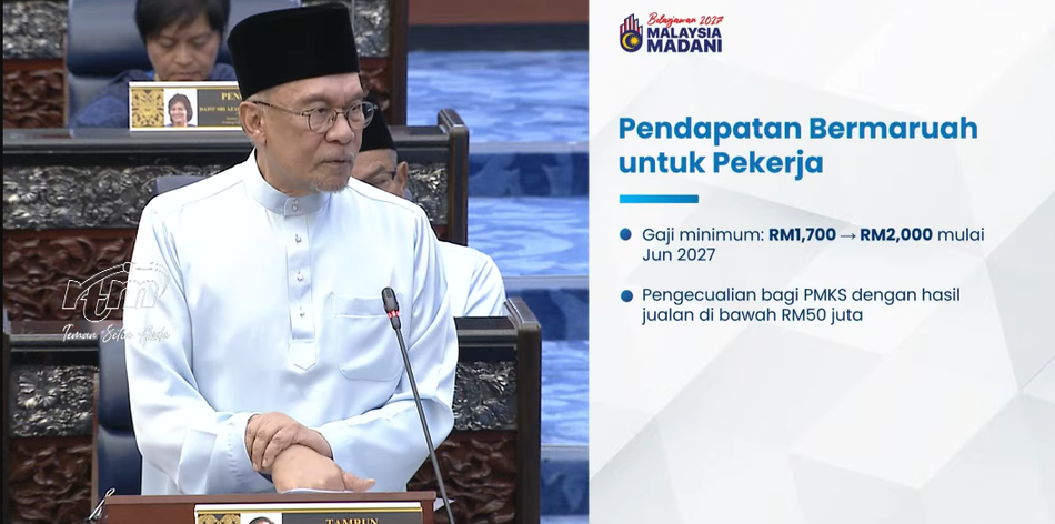 Image from: Belanjawan 2027 – Kerajaan Umum Kenaikan Gaji Minimum RM2000 Mulai Jun 2027