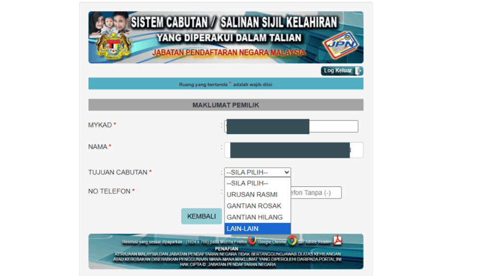 Image from: Sijil Lahir Hilang? – Rujuk Cara Mohon Semula Secara Online