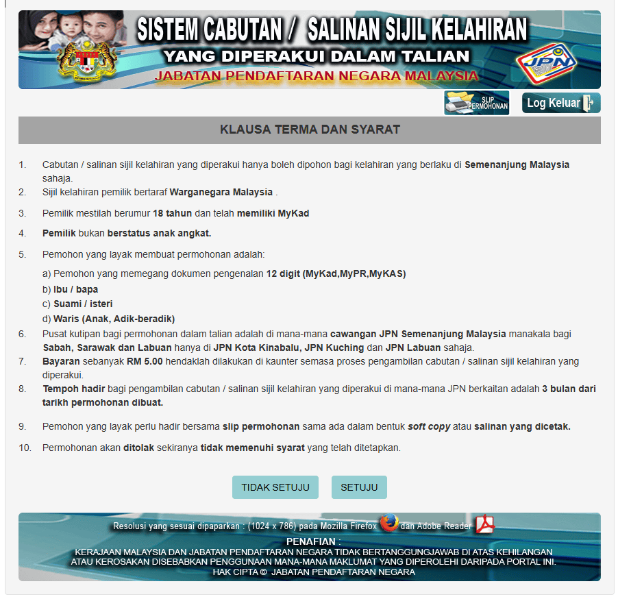 Image from: Sijil Lahir Hilang? – Rujuk Cara Mohon Semula Secara Online