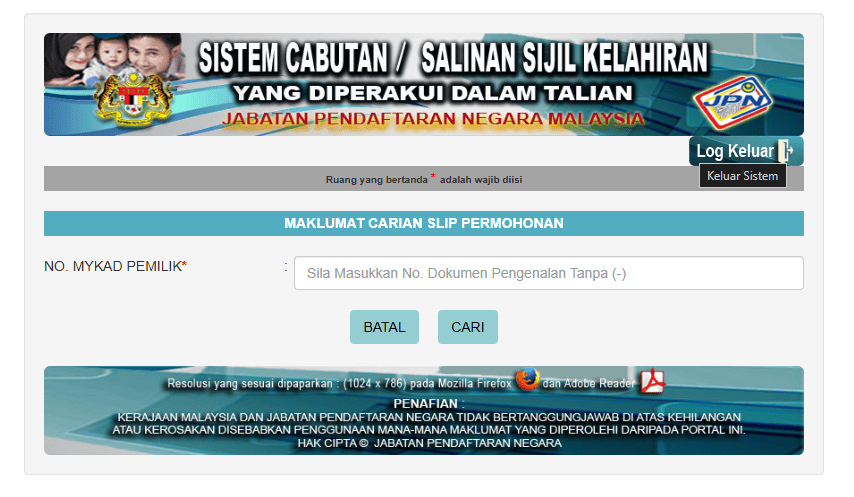 Image from: Sijil Lahir Hilang? – Rujuk Cara Mohon Semula Secara Online