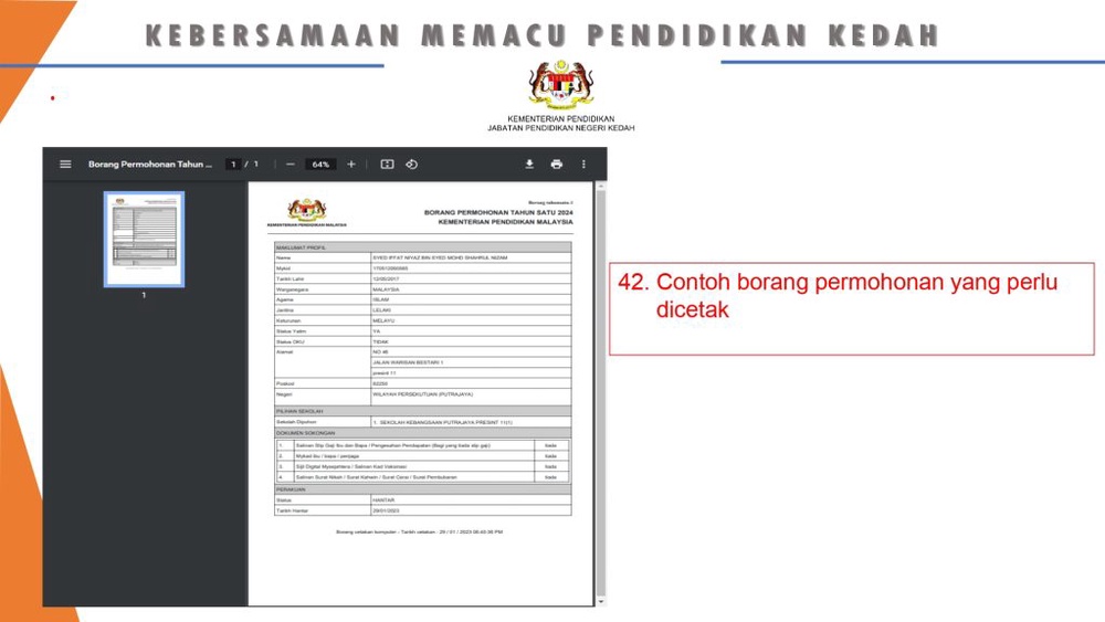 PANDUAN PENDAFTARAN TAHUN 1 MELALUI IDME MOIES KPM ONLINE