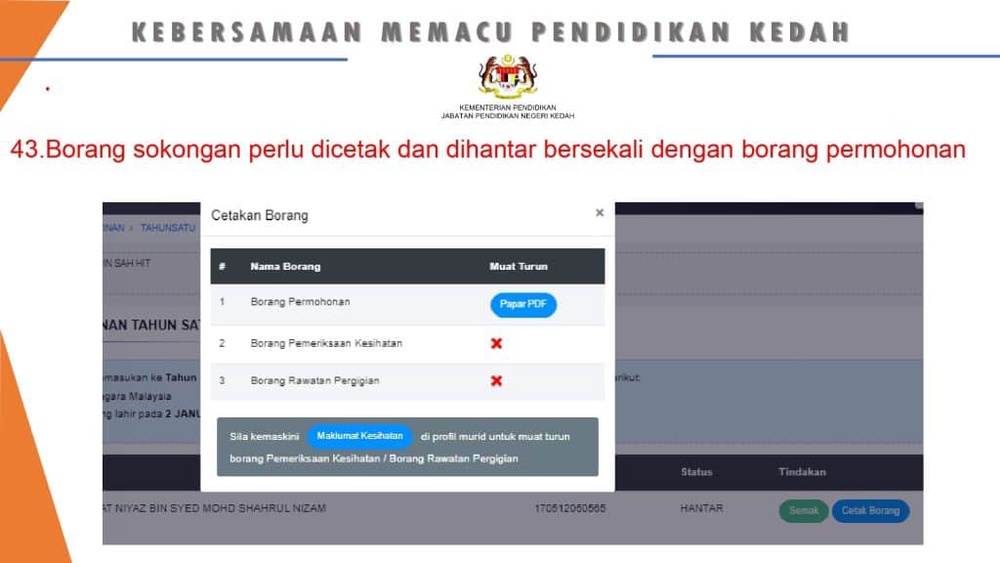 PANDUAN PENDAFTARAN TAHUN 1 MELALUI IDME MOIES KPM ONLINE