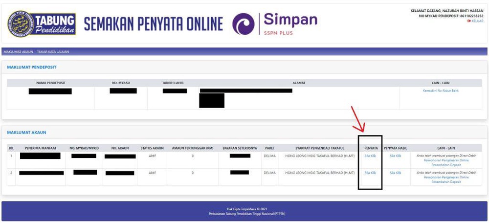 Kadar Dividen SSPN 2025/2026 & Semakan Penyata Terkini