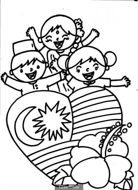  Gambar Mewarna Hari Merdeka