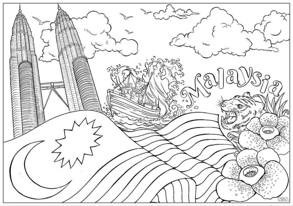  Gambar Mewarna Hari Merdeka