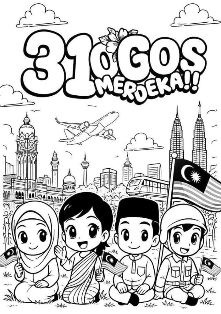  Gambar Mewarna Hari Merdeka