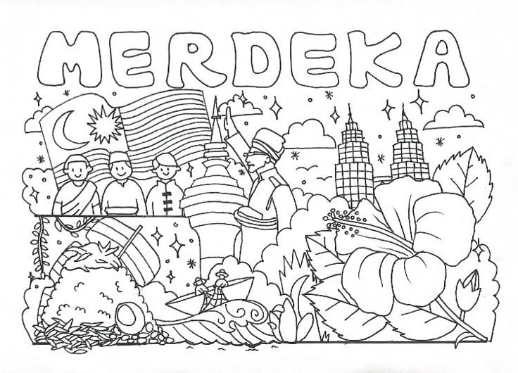  Gambar Mewarna Hari Merdeka