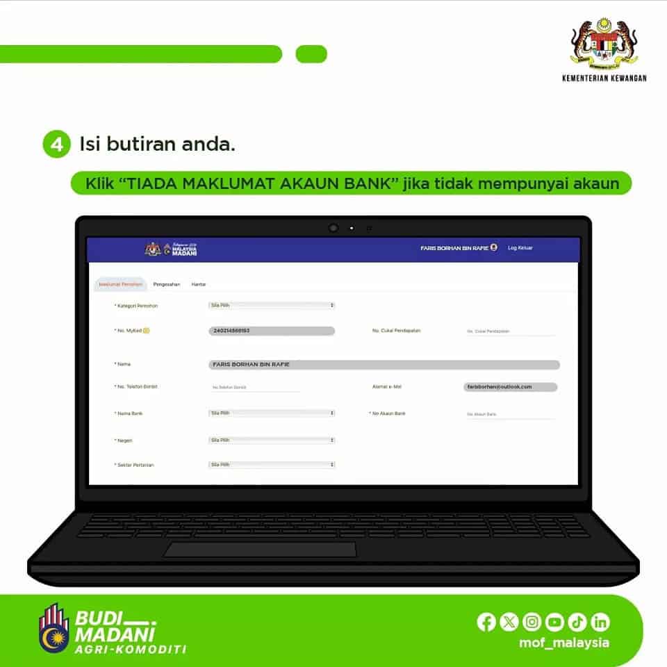 Image from: BUDI Agri-Komoditi: Permohonan Baharu Subsidi Diesel RM400
