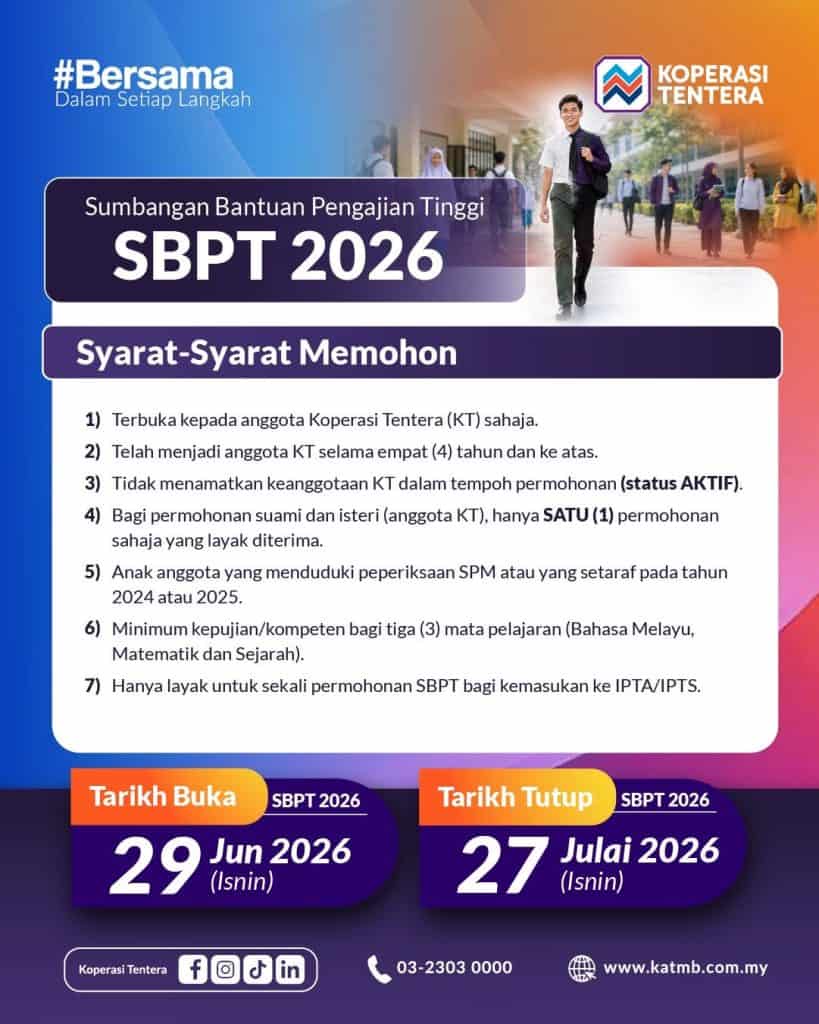 Image from: Sumbangan Bantuan Pengajian Tinggi (SPBT) 2026 – Cara Memohon & Syarat Kelayakan