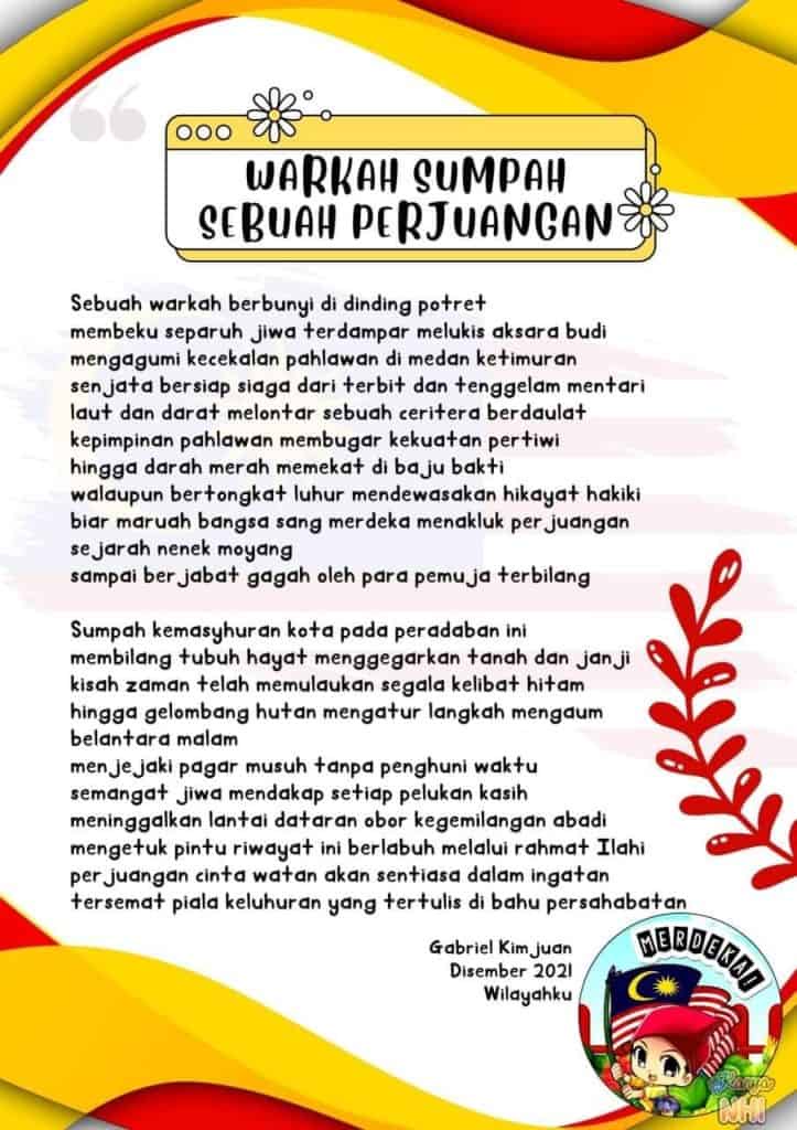 Image from: 15+ Koleksi Sajak Merdeka Ditulis Sasterawan Negara & Penyair/Penyajak Terkenal