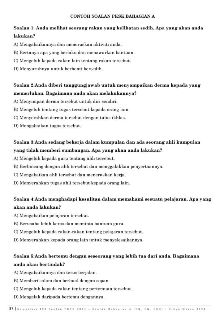 Image from: Contoh Soalan PKSK Beserta Jawapan – Bahagian A, B, C