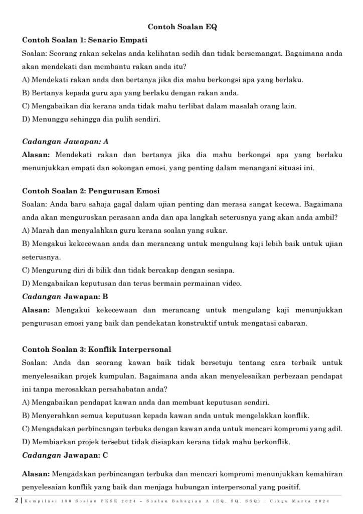 CONTOH SOALAN PKSK BAHAGIAN A 