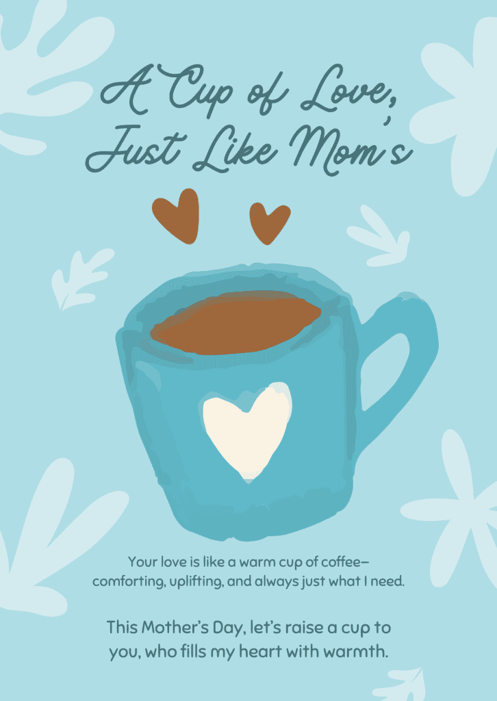 Poster ucapan Happy Mother's Day dengan background biru dan ucapan menarik.