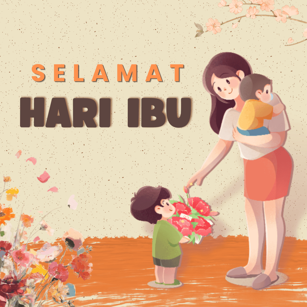 Poster Ucapan Selamat Hari Ibu dengan background menarik.