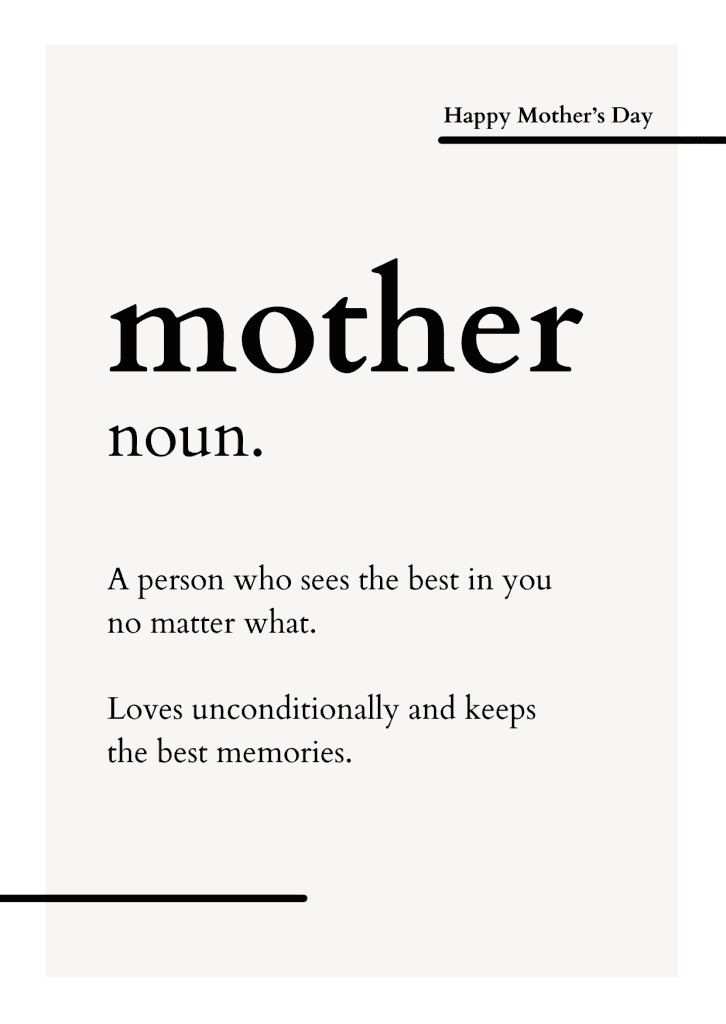 Poster Happy Mother's Day dengan ucapan menyentuh hati.