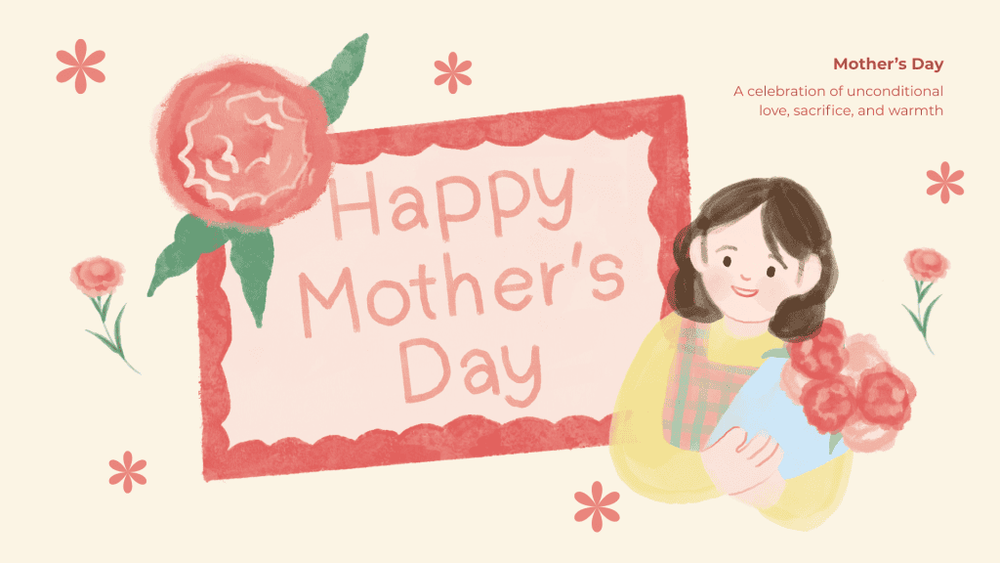 Poster Happy Mother's Day dengan ilustrasi menarik.