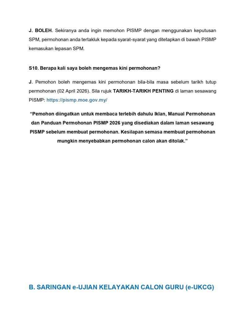 Image from: PISMP 2026 – Semakan Keputusan e-UKCG, Temuduga & UKF