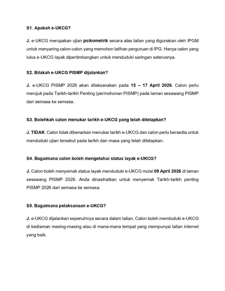 Image from: PISMP 2026 – Semakan Keputusan e-UKCG, Temuduga & UKF