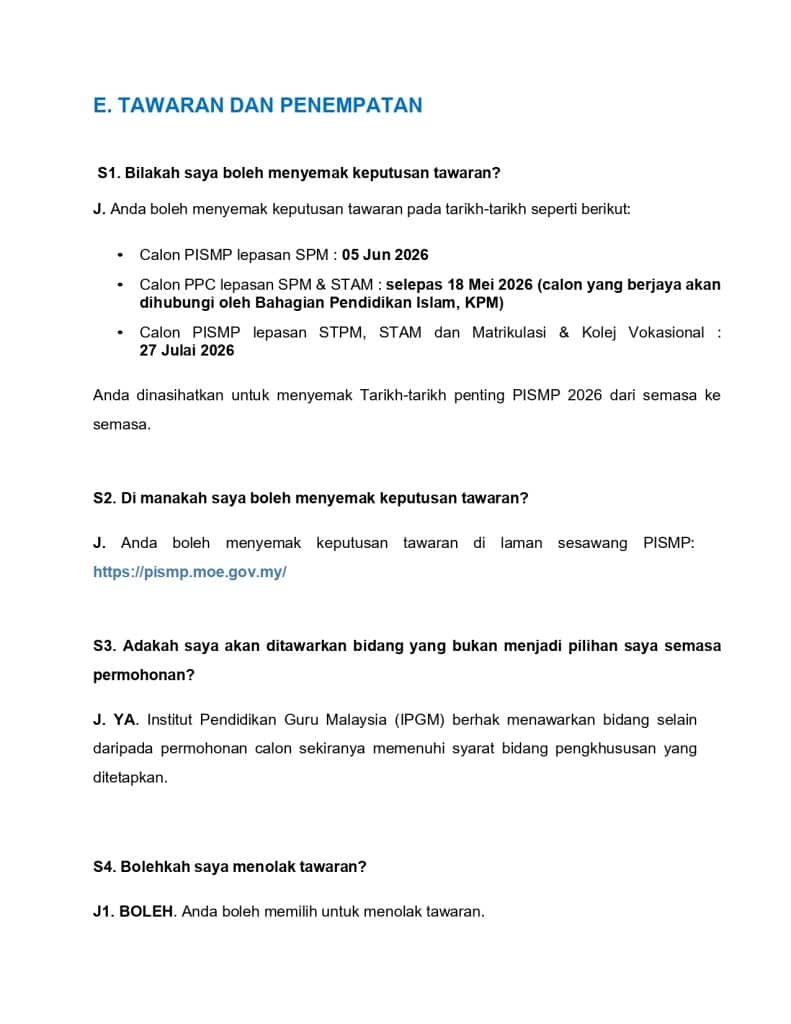 Image from: PISMP 2026 – Semakan Keputusan e-UKCG, Temuduga & UKF