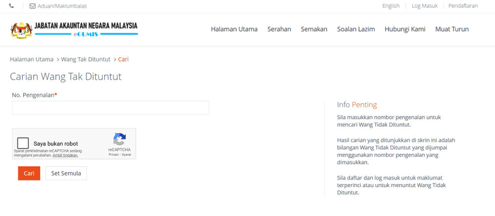 Image from: Semak Wang Tak Dituntut di eGUMIS & MyGOV – Rugi Kalau Tak Buat!