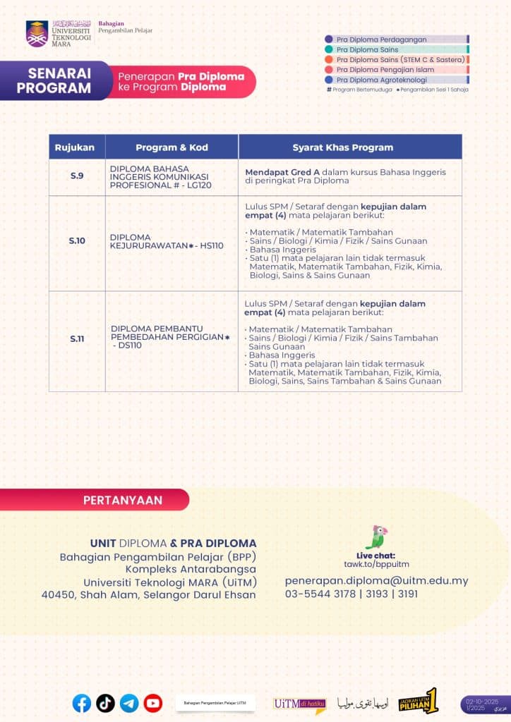 Image from: Permohonan Pra Diploma UiTM 2026/2027 (Ambilan Oktober)