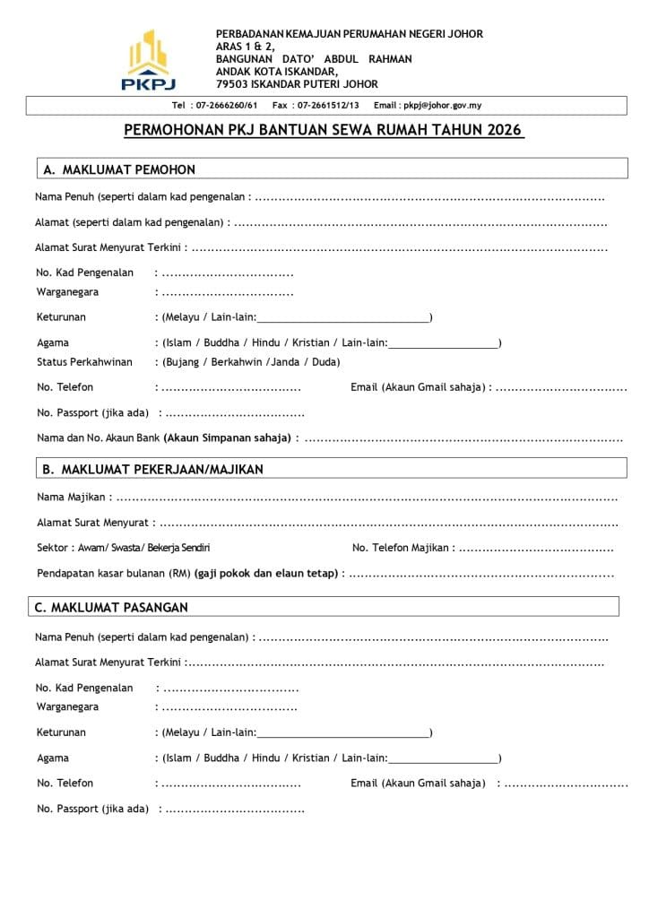 Image from: Perumahan Kasih Johor (2026) – Permohonan Baharu Mulai 3 Ogos
