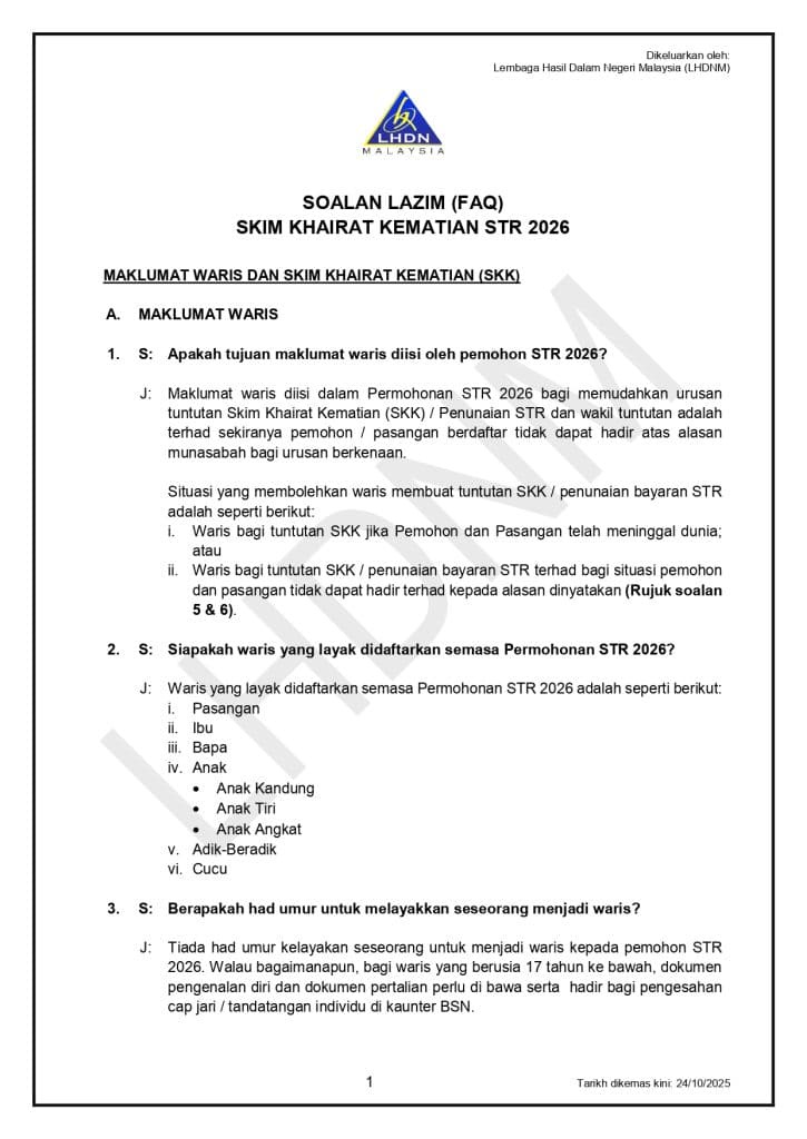 Image from: Khairat Kematian STR 2026 (SKK): Syarat & Permohonan
