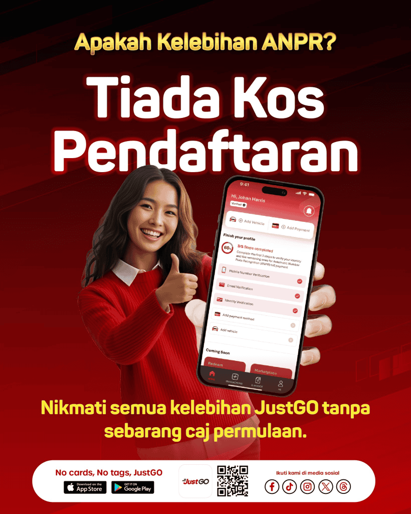 Image from: JustGo Malaysia – Cara Daftar & Guna Tol Tanpa Palang di 18 Lokasi Terpilih, Mudah & Cepat!