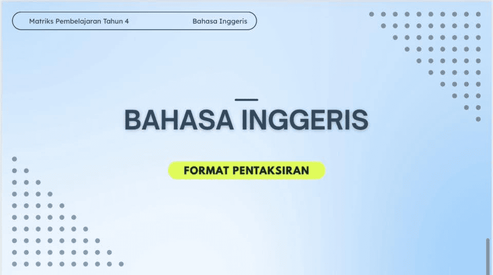 Format Pentaksiran dan Contoh Item Bahasa Inggeris