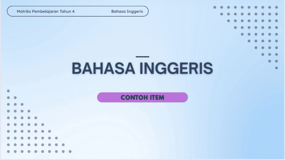 Format Pentaksiran dan Contoh Item Bahasa Inggeris