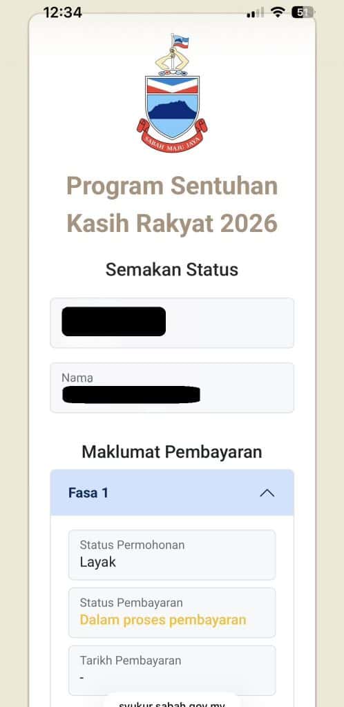 Image from: SYUKUR Sabah 2026 – Semakan Bayaran Fasa 2 Mulai 21 Mei
