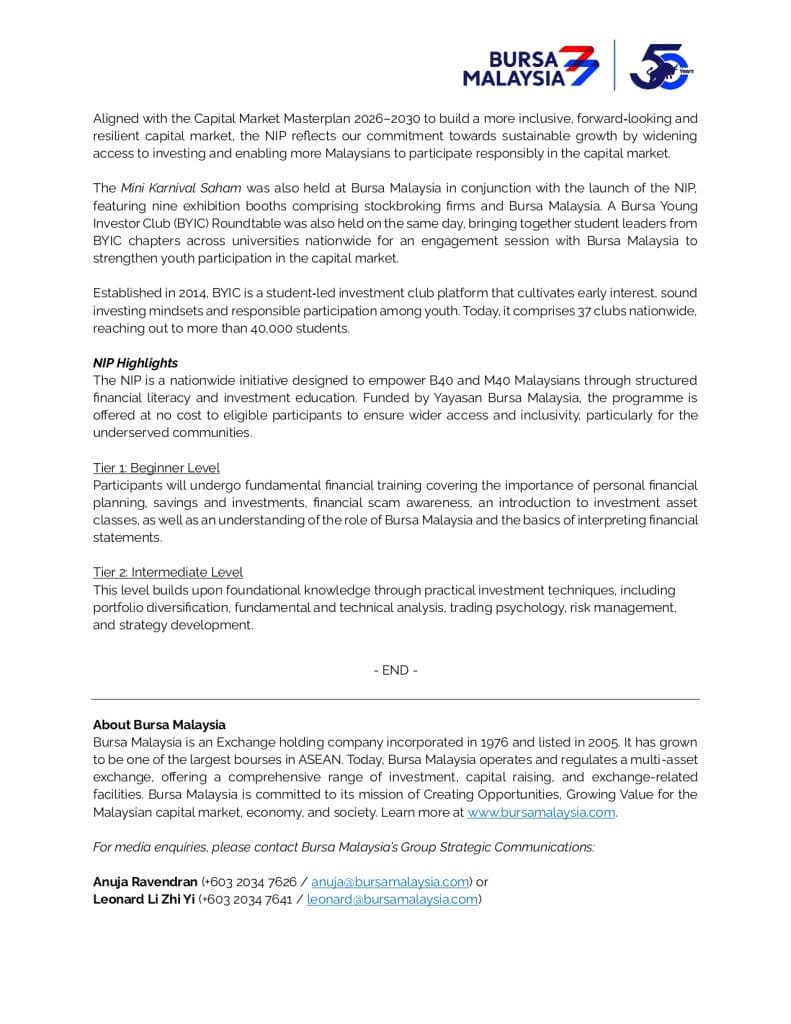Image from: Program Pelaburan Nasional (NIP): Rakyat Malaysia Belajar Pelaburan Percuma