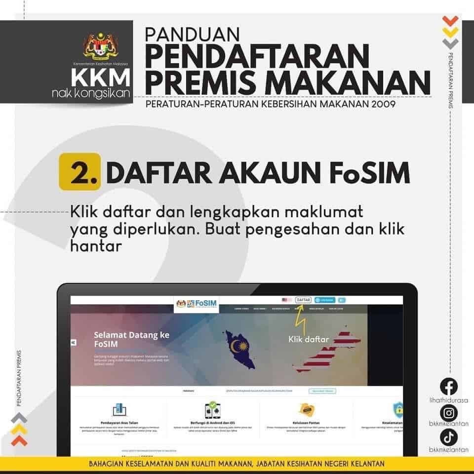 cara daftar premis makanan