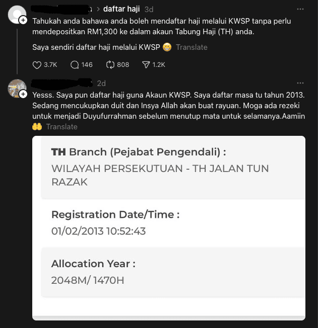 Image from: Cara Daftar Haji Tanpa Deposit RM1,300 Melalui KWSP