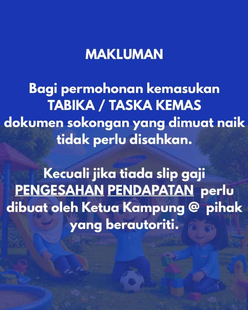 Image from: Permohonan Rayuan Kemasukan TABIKA/TASKA KEMAS 2027