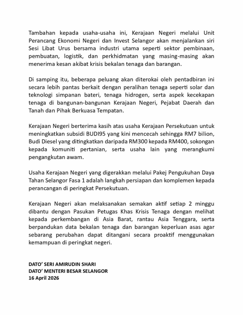 Image from: Pakej Pengukuhan Daya Tahan Selangor – 7 Bantuan Untuk Rakyat!