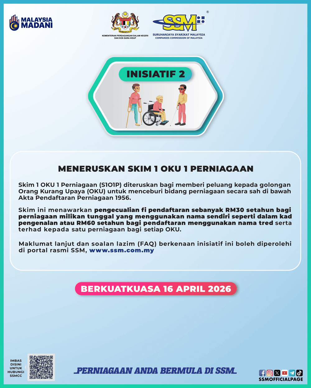 Image from: Inisiatif SSM 2026 Untuk Usahawan (B40, Pelajar, OKU, Warga Emas)