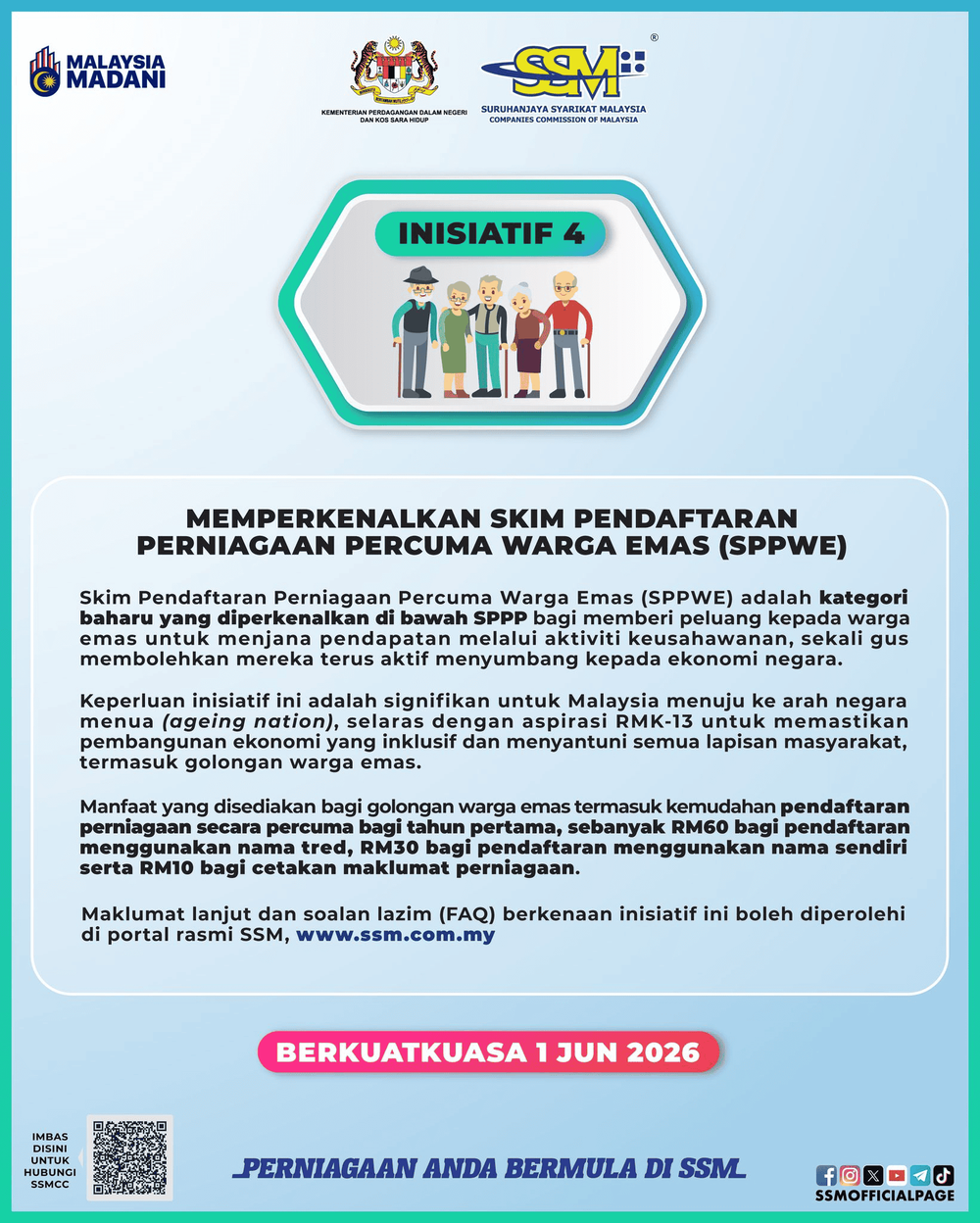 Image from: Inisiatif SSM 2026 Untuk Usahawan (B40, Pelajar, OKU, Warga Emas)