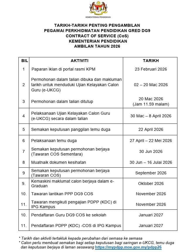 Image from: myPDPP: Semakan Temuduga Guru CoS PDPP 2026
