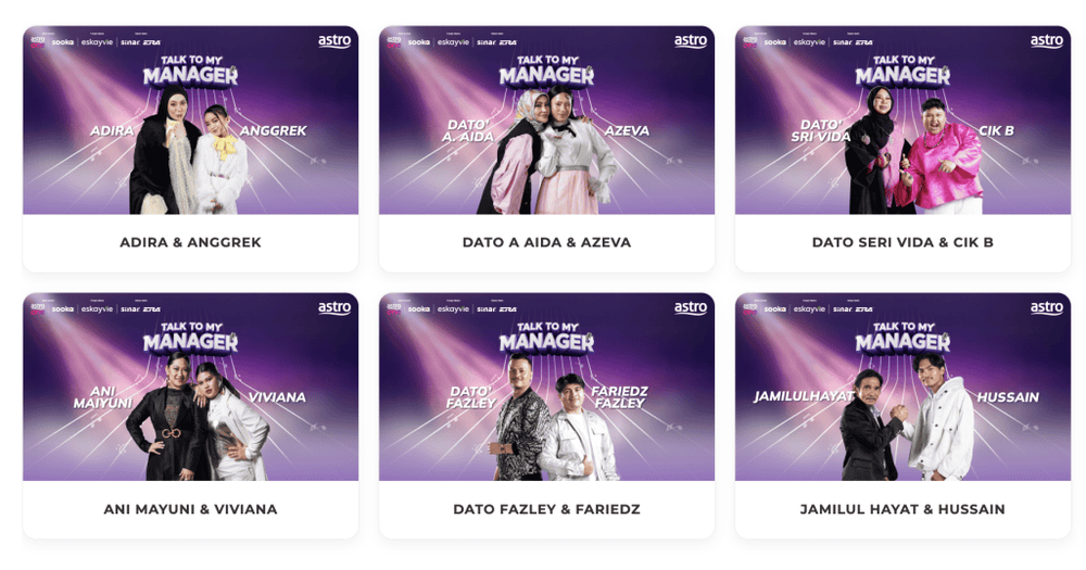 Image from: Talk to My Manager 2 [LIVE] – Senarai Peserta & Waktu Siaran