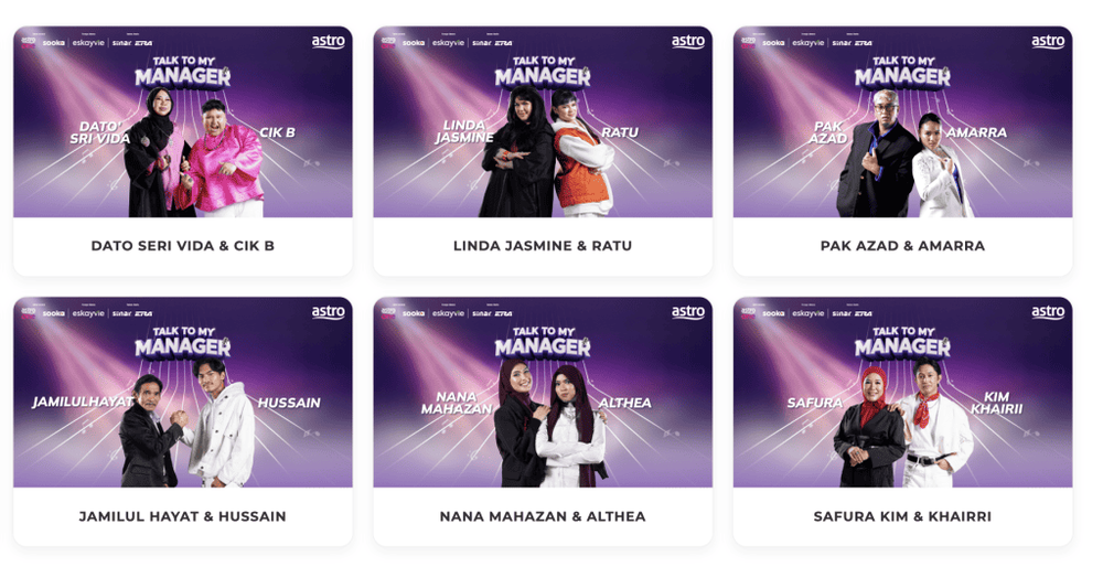 Image from: Talk to My Manager 2 [LIVE] – Senarai Peserta & Waktu Siaran