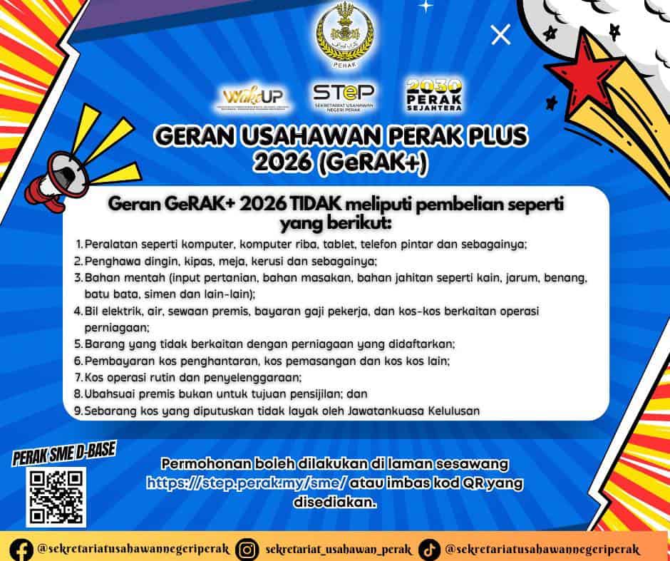 Image from: GeRAK+: Geran Usahawan Perak Sejahtera Sehingga RM5,000