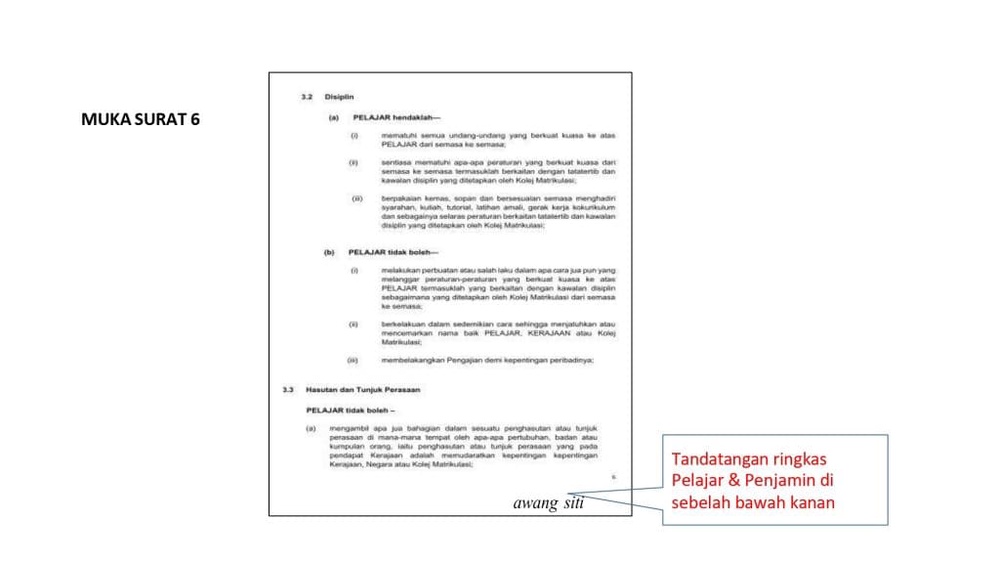 Image from: Cara Isi Borang Perjanjian Matrikulasi (2026)