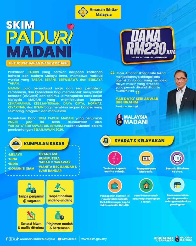 Image from: Paduri Madani: Bantuan Pembiayaan Usahawan Wanita B40