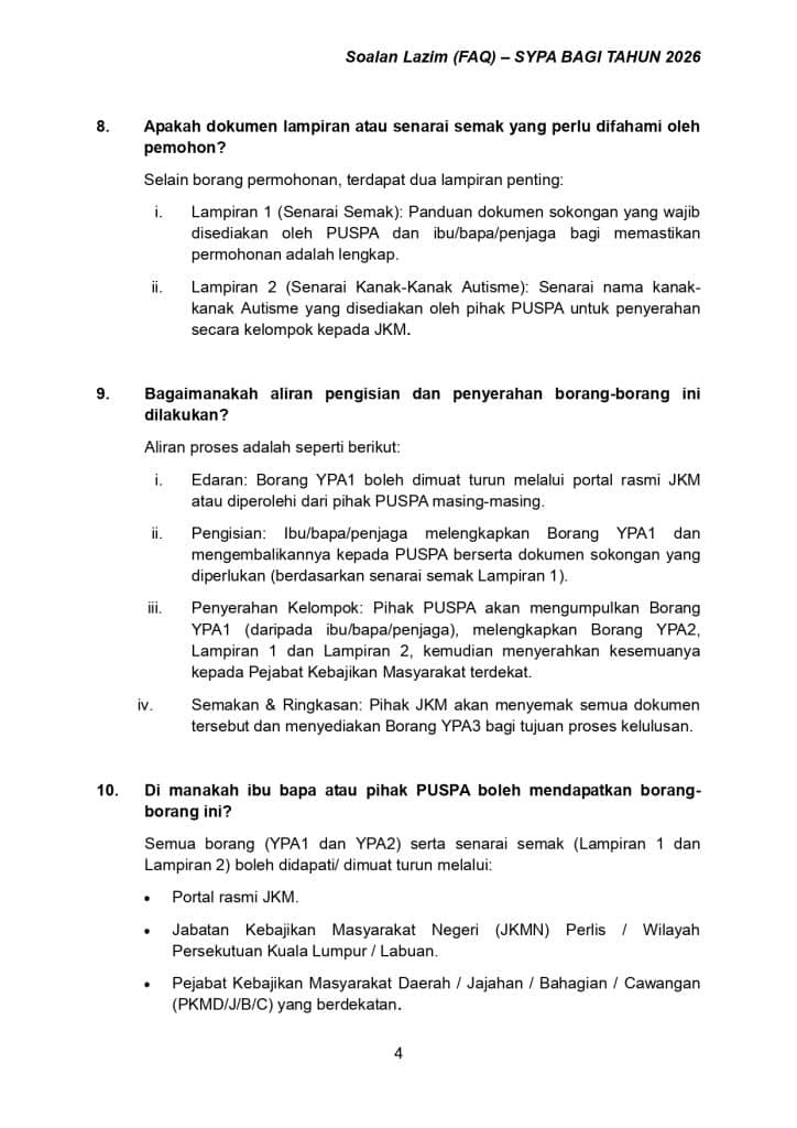 Image from: Permohonan Subsidi Anak Autisme 2026 – Yuran Pembelajaran